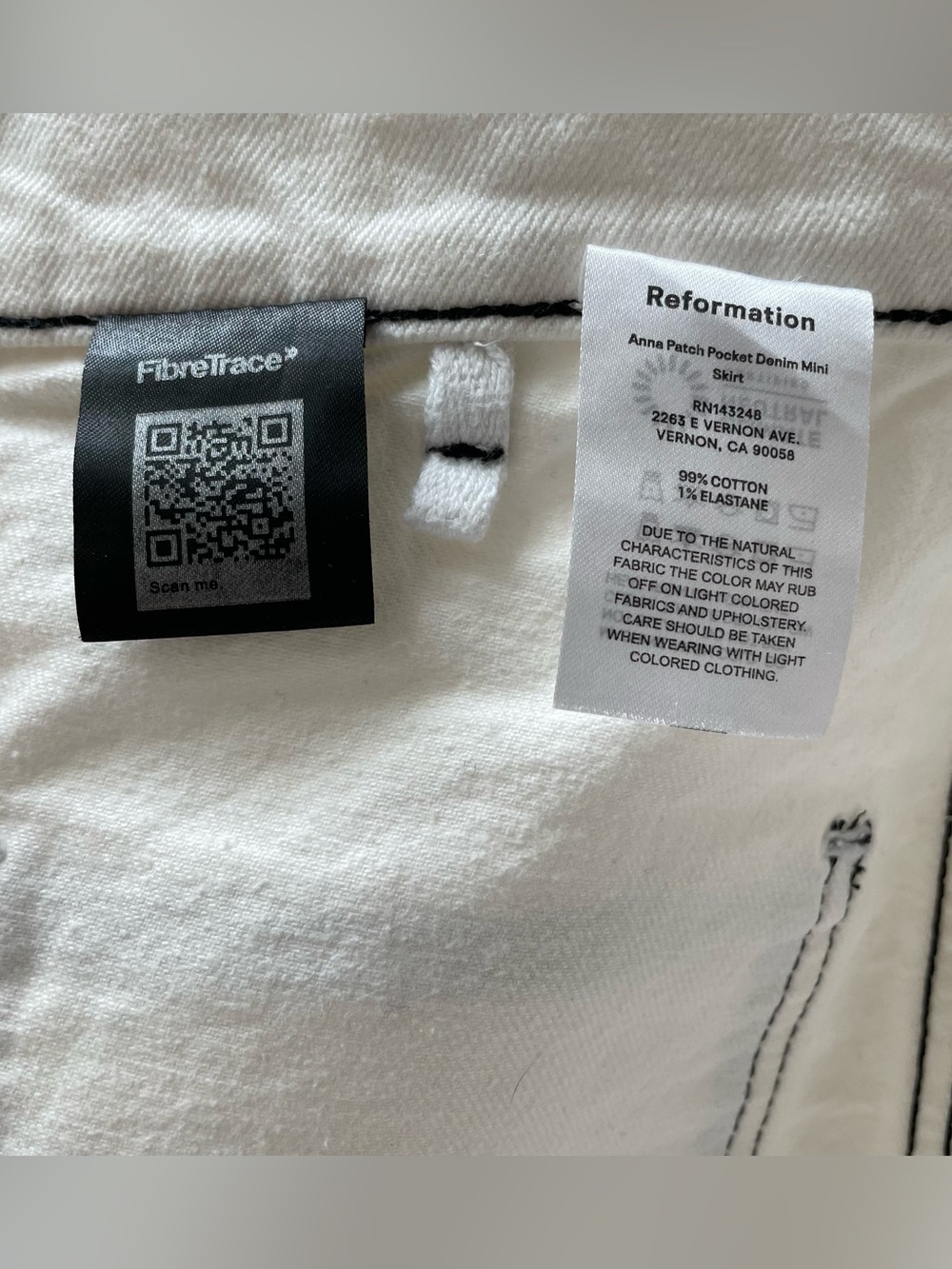 Reformation Jeans Anna Patch Pocket Denim Mini Skirt White Zipper Front Size 25 - Picture 9 of 11